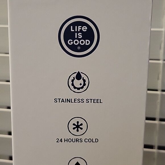 NEW LIFE IS GOOD STICKER TIEDYE PEACE STAINLESS STEEL WATER BOTTLE 40 OZ NWT - Picture 4 of 9